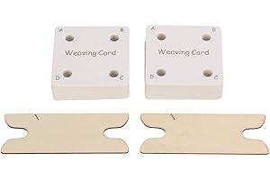 DETONTSAI Handgemachte Webkarte, Ein Set Papier Und Verbundholz Tischstrickkarten-strickset Mit 2 Schiffchen Und 1 Aufbewahrungstasche, Für Webstühle Geeignet
