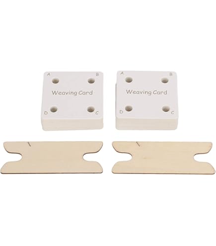 BENECREAT 24 Pcs Square Weaving Card, 1.8x1.8 Inch Wood Tablet Weaving Card With 5 Holes, Handmade Weaving Tools For Inkle Loom, Wood Loom, Weaving
