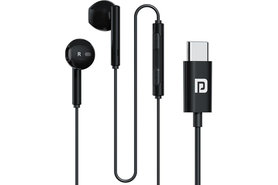 Portronics Conch Theta C in Ear Type C Wired Earphones with in Line HD Mic, Powerful Audio, 14.2mm Driver, Unique Earbuds Des
