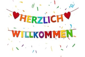 QIMMU Herzlich Willkommen Girlande Vormontiert, Willkommen Zuhause, Herzlich Willkommen Schild, Welcome Back Girlande, Welcom
