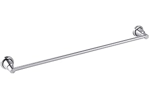 LEADAHEAD Towel Rails 57cm Screw Wall mounted Single Towel Bar Space aluminum Bath Towel Holder Round Towel Rack for Kitchen Bathroom Toilet Hotel Silver