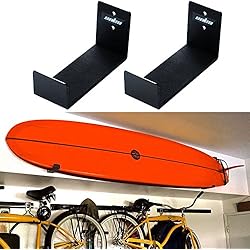 UNHO 2 x Support Surf Mural Stockage de Planche de Surf en Aluminium Support Présentoir de Planche Support de Montage Wall Mount Bracket Display Rack Surfboard Storage Holder - Noir