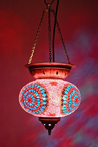 Mosaic Chandelier Set Single Globe Handmade Authentic Tiffany