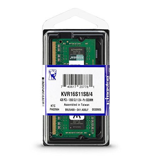 Kingston KVR16S11S8 4 - Memoria RAM de 4 GB  1600 MHz DDR3 Non-ECC CL11 SODIMM 204-pin  1 5 V 