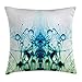Produktbild Aqua Throw Pillow Cushion Cover, Dandelion with Floral Leaves Oracle Flower and Mystic Rainy Art Print, Decorative Square Accent Pillow Case, 18 X 18 Inches, Turquoise Green and White