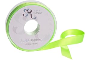 SR SUPER RIBBONS®™ Double Sided Satin Ribbons Gift Wrapping, Party Decoration, Wedding car, Christmas, Balloons, Hair, Cake, Presents, Wedding Bouquet (Florescent Green 6mm x 20m)