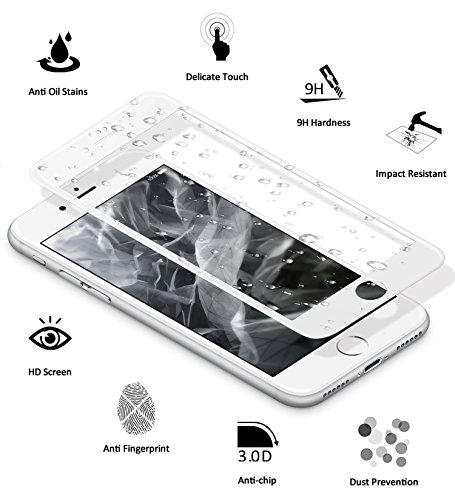 SENDIS Protector de Pantalla para iPhone 7 Cobertura Completa  Cristal Templado  color blanco