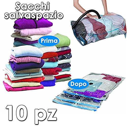 10 SACCHETTI SACCHI BUSTE SALVASPAZIO XL PER IL SOTTOVUOTO 98 X 68 CM SPACE BAG