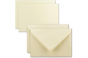 FarbenFroh by GUSTAV NEUSER 50x Tarjetas con sobre Juego de Tarjetas Individuales DIN A7-10,5x7,3 cm Vainilla con Sobres para Cartas C7 Pegado húmedo Etiquetas de Regalo Ideales