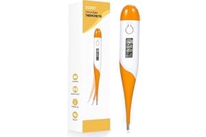 ADORIC Termometro per febbre, 2 confezioni: termometro digitale per la febbre facile da leggere e per monitor della temperatura in 10 secondi di rettale, orale e ascelle, bambini, adulti e animali