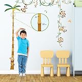Decowall DA-1607 Affen-Höhentabelle Wandsticker Wandaufkleber Wandtattoo Kinderzimmer