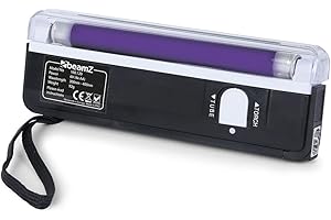BeamZ Mini UV Torch Light Portable Ultraviolet Blacklight Note Checker, Fluorescent Glow Effect for Halloween Parties, Disco DJ & Home Party Lighting