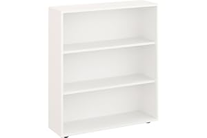 ‎KOMTO KOMTO Regal 80 cm breit Weiß - Bücherregal mit 3 Ebenen und Höhenverstellbare Regale, Standregal, Aufbewahrungsregal | Bookshelf Lumo 80 x 90 x 24 cm (BxHxT)