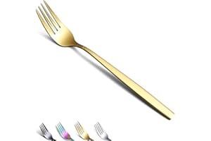 Berglander-Juego de 6 Tenedores de Mesa dorados de acero inoxidable chapado en titanio brillante, tenedores y cucharas de cubiertos, cucharas y tenedores