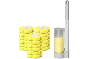 HRKVSK Toilettenbürste zum Einmalgebrauch, Toilettenbürste Einmalgebrauch, 18 Toilettenstab-Ersatzköpfe, Einweg Toilettenbürste,Einmal Toilettenbürste,Klobürste mit Reinigungsmittel für Hotel Familie