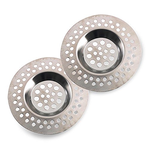 2 x HC-Handel 930290 2er Set Abflusssiebe Edelstahl - 7 x 7 cm silber
