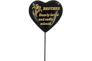ANGRAVEMEMORIALS Special Brother Black & Gold Lily Flower Memorial Tribute Stick Graveside Plaque