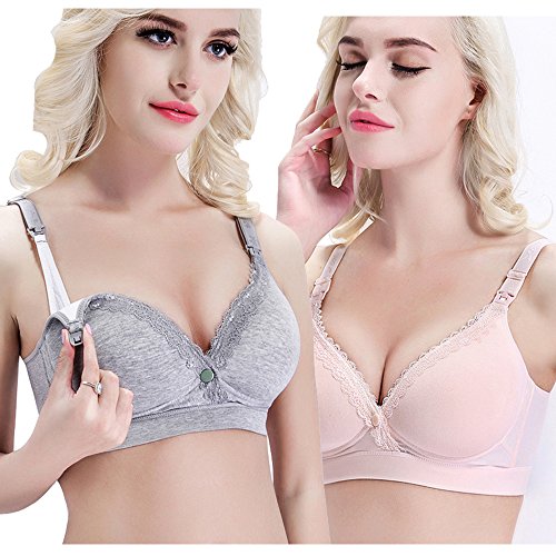 Cotton Nursing Bra, KUCI® Women's Wireless Cotton Maternity Bra With Front Closure Breastfeeding