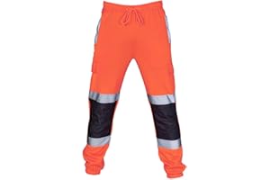 ZRYAZQ Pantalon De Travail Homme avec Bandes Réfléchissant Pantalon Cargo Homme avec Poche Taille Elastique Randonnée Jogging Sport Baggy Chasse Large Moto Tactique Grande Taille Ete Sudation