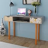 También se puede utilizar como un escritorio, mesa auxiliar, mueble auxiliar, etc. Hecha de MDF de alta calidad y con cuatro patas de madera de pino, esta mesa consola es muy robusta y duradera.