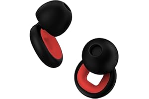 FICTOR Tapones Oidos Ruido Dormir - Proteccion Auditiva Festivales,Concierto, Dj, Estudiar, Dormir, Viajar, Tapones para los oidos con bucle, Earplugs, cancelacion de ruido (NEGRO Y ROJO, talla única)