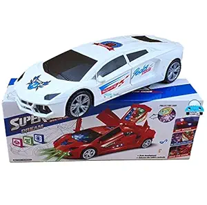 FunBlast Super Car Toy ? Car Toy for Kids with 360 Degree Rotation & Door Opening, Sound & Light Toys for Kids Boys & Girls (White Color)