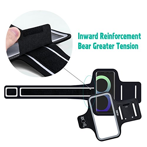 EOTW Brazalete Deportivo Para Samsung Galaxy S8 con Extensor Correa Banda para el brazo Brazalete Correr con bolsillo para llaves auriculares tarjetas y tel  fono para running corriendo Ejercicio Negro
