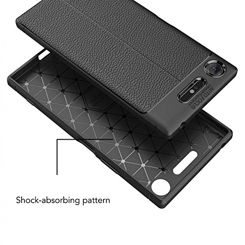 Sony Xperia XZ1 Cover Custodia Protezione di NALIA, Aspetto di Cuoio Ultra-Slim Case Protettiva Morbido Cellulare in Silicone, Bumper Copertura Sottile per Telefono Xperia-XZ1 Smartphone - Nero
