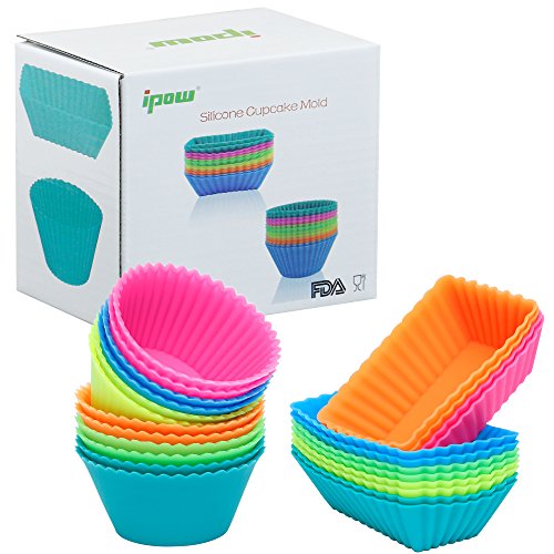 [Neue Version] Ipow 24-Pack Silikon muffinform Muffin Cupcake Backförmchen Muffinförmchen 6 Farben für Muffins, Brownies, Cupcakes, Kuchen, Pudding … - 7