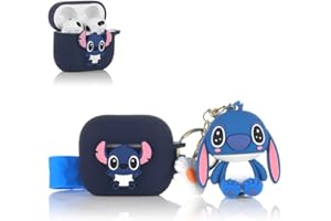 Derhom Airpods 3 - Custodia in silicone divertente carino alla moda, morbida pelle di copertura, compatibile con Apple Airpods 3 con portachiavi [cartone animato con serie di bambole] (Stitch)