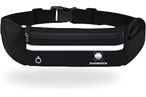 STAYPROTECH Running Belt with Adjustable Elastic Waist Strap, Large Capacity Pocket Phone Holder for Running, Keys Water bottle Holder, Lightweight, Waist Bag Ideal for Running and Outdoor Activities.