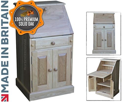 Traditional Solid Oak Small Writing Bureau Desk. Heartland Oak, No flat packs, No assembly (TSWB-OK3)
