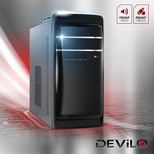DEViLO PC 1238 – Intel Core i3-6100 Dualcore 2×3.7 GHz | 8GB DDR4-2133 | 256 GB SSD | Intel 530 Grafik, HDMI, DVI, 4K-fähig | 24xDVD-RW | ASUS | USB3.0 | HD-Sound | Gigabit | Win10 - 4