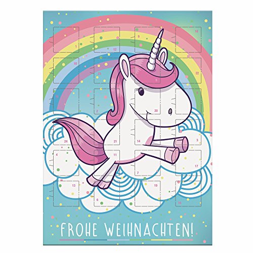 Preisvergleich Produktbild Einhorn Adventskalender mit Einhorn Geschenkanhänger zum ausschneiden (65g)
