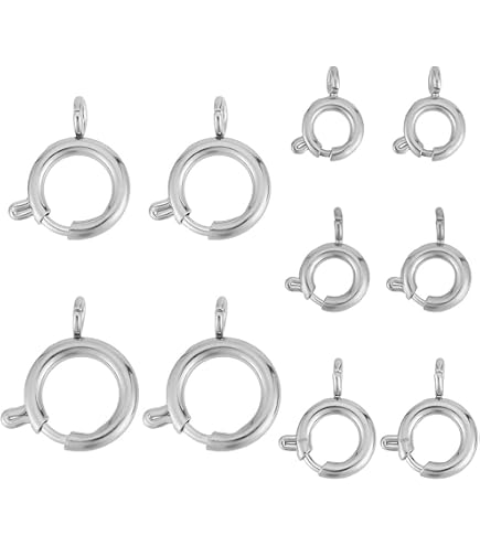 Beebeecraft 1 boîte de 12 fermoirs ronds en argent sterling 925 de 4 tailles pour bijoux, bracelets, loisirs créatifs, fabrication de chaînes, trou : 1,5/2 mm