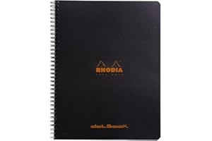 RHODIA 193039C – Zeszyt spiralny w kolorze czarnym – A4+ 22,5 x 29,7 cm – punktowy układ stron – 160 stron – papier Clairefontaine biały 80 g/m² kołonotes kołonotatnik