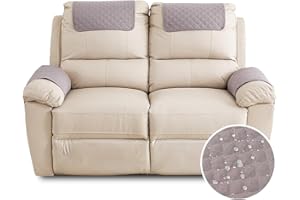 FANSU Copribraccioli Fodera Per Bracciolo del Divano, Fodera Per Poggiatesta Per Sedia Reclinabile, Fodera Per Poltrona Impermeabile con Tasche, 2 Posto Copripoltrona Relax (2 Posto,Grigio chiaro)