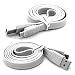 Produktbild Huawei P8 lite Höchste Qualität 1m superschnelles flaches Anti-Tangle-USB-Datenkabel - Ladekabel - Daten-Synchronisierungskabel - Datenübertragungskabel - Weiß / White - Von Gadget Giant®
