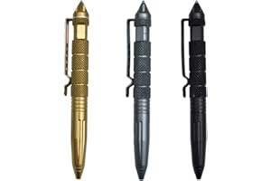 saijer Tactical Pen,3 Stück Taktischer Kugelschreiber 3 Farben Multifunktional Aluminium mit Glasbrecher Tool Business Stift für Tactical Defense
