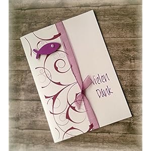 Danksagung Danksagungskarte Danke Kommunion Konfirmation Firmung Taufe Fisch brombeer beere dunkel pink