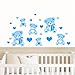 Teddy Bears & Hearts - Blue - Childrens Nursery Printed Wall Art Vinyl Stickers - Designed by Rubybloom Designs