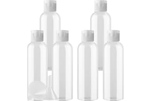 PQPAUTY 6 pièces 100ml Transparent Vide Plastique Bouteille avec Transparent Bouchon à Bascule de Lotion pour crèmes gels shampooing lotions