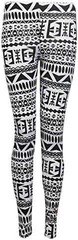 Top Fashion18Womens Monochrome Aztec Tribal Stretch Leggings Sugar Skulls (S/M (UK 8/10), Monochrome Aztec)