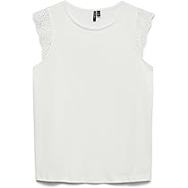 Vero Moda Damen Spitzen Top Ohne Ärmel - Hochgeschlossener Hals, Knopfleiste
