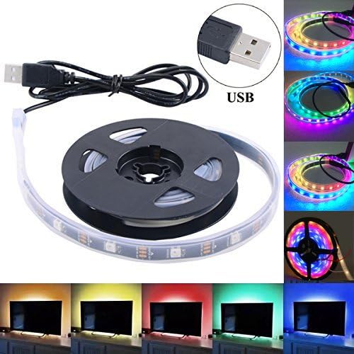 LED Strips, G-i-Mall 3.2Ft 1m Bias Lighting LED TV Backlight Tube-Waterproof Multi Color 5050 RGB 30LEDs LED Light Strip Kit USB for HDTV, Desktop, Monitors, Bar (Black PCB)