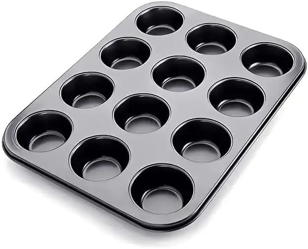 Orret Home 12’li Muffin ve Cupcake Fırın Tepsisi – Yapışmaz Metal Kek Kalıbı, 12 Gözlü Muffin Kabı, Cup Cake Pişirme Tepsisi, Fırın Uyumlu Kek Kalıbı