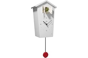 KOOKOO BirdHouse white, modern cuckoo clock with 12 natural bird voices or cuckoo call