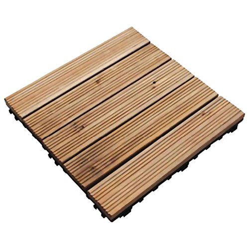 36 x Decking de madera que se enclavija azulejos de piso 30 cm SQ - simplemente haga clic juntos