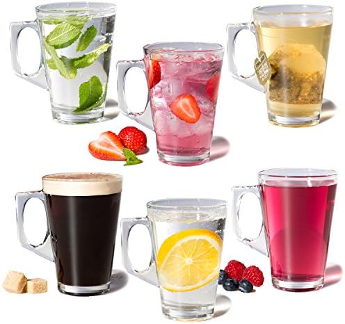 Direct Online Houseware Set of 6 Rink Drink Latte Coffee Glasses for Coffee &amp; Tea 200ml