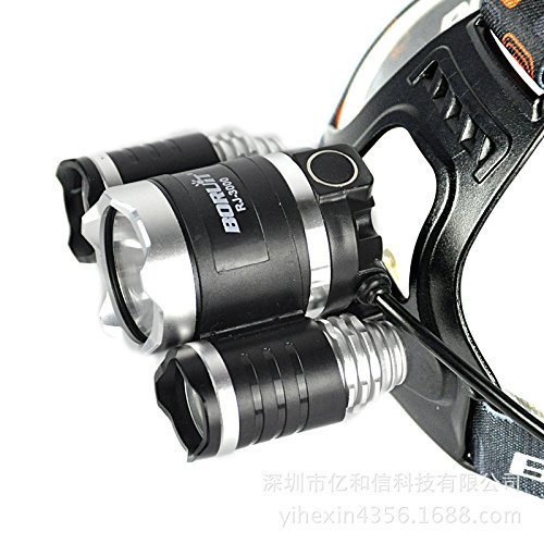 Boruit Led stirnlampe kopflampe Front-LED-Lampe wiederaufladbare T6 + 2 R5 Violete Licht-Taschenlampen-bewegliche helle Radfahren Wasserdicht 3 Modi Scheinwerfer Projektor für den Außenreitnachtangeln Camping Wandern Laufen Radfahren Scaling Walk – Charger EU - 5